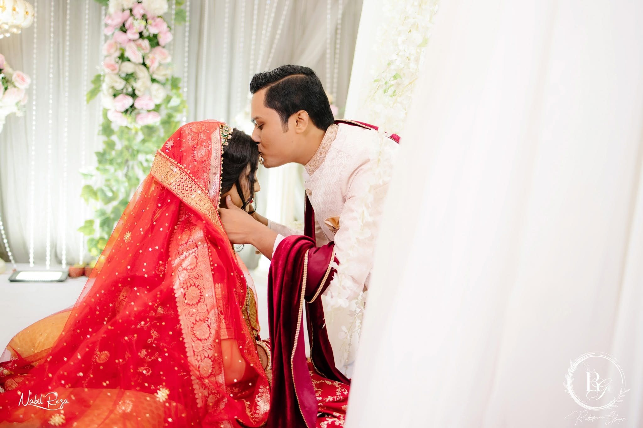 Intimate wedding ceremony moment